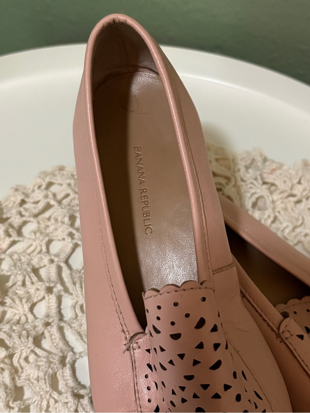 Banana Republic Blush Pink Perforated Leather Slip-On Loafers - Picture 5 of 7